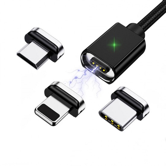 3A Type C Micro USB Magnetic LED Indicator Data Cable For Huawei P30 Pro Mate 30 Mi9 7A 6Pro 9Pro S10+ Note10