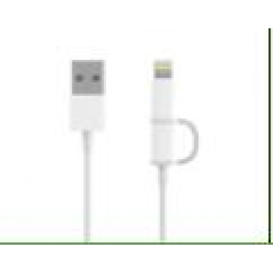 1M 2 in 1 Micro USB Lightning for Data Cable for iPhone Huawei for Samsung