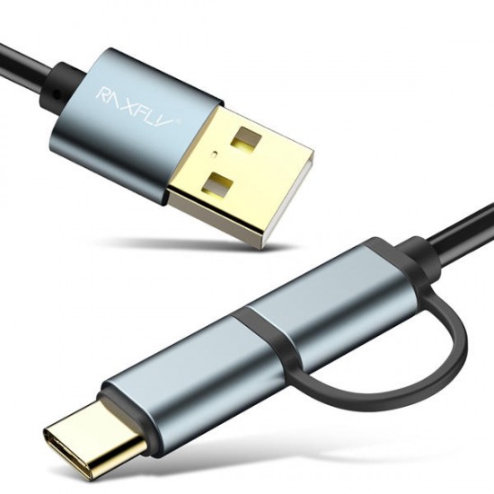 2.8A 2 in 1 Type C Micro USB With QC3.0 2.0 Fast Charging Data Cable For Oneplus 5t 6
