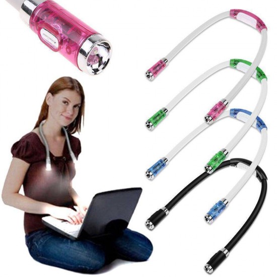 Rechargeable LED Book Light Neck Reading Lamp Hands Free 4 LED Beads 4 Adjustable Brightness USB Cable Included for Reading in Bed Or Reading in Car