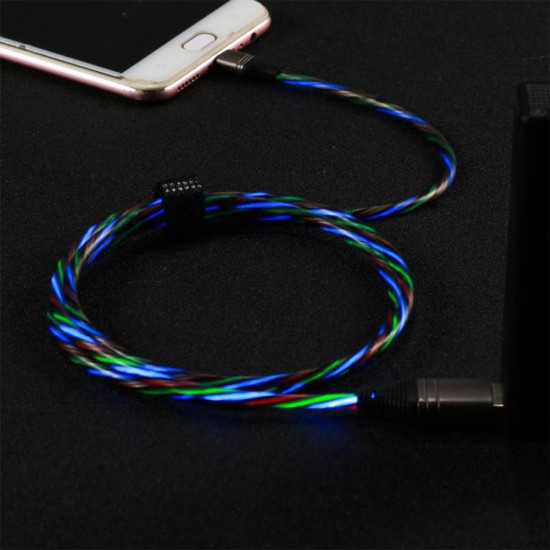 2A Type C Micro USB LED Light Line Fast Charging Data Cable For Huawei P30 Mate 20Pro Mi9 7A 6Pro Y4800