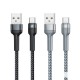 RC-124m Braided USB Type-C Micro 2.4A Fast Charging Data Cable for Samsung Galaxy Note S20 ultra Huawei Mate40 OnePlus 8 Pro
