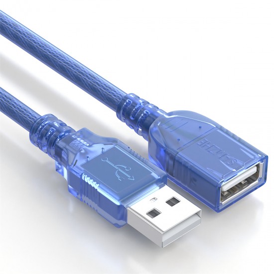 USB 2.0 Extension Cable USB Male to Female Data Cable Transparent Blue High Speed USB Extension Cord BL-903