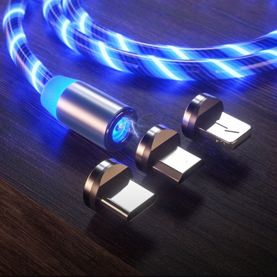 Magnetic Data Cable Micro USB Type C Flow Luminous Lighting Data Wire For Huawei P30 P40 Pro MI10 Note 9S