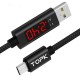 2.4A QC3.0 Voltage Current Display Micro USB Fast Charging Data Cable 1M For Phone Tablet