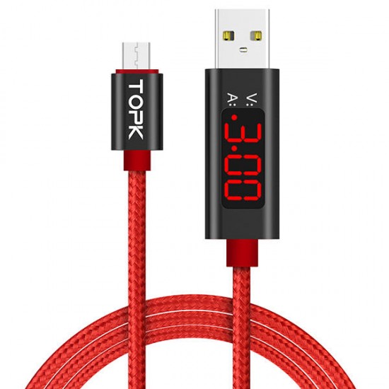 2.4A QC3.0 Voltage Current Display Micro USB Fast Charging Data Cable 1M For Phone Tablet