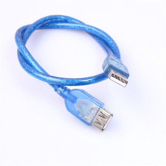 Transparent Blue USB 2.0 Type A Female to A Male Extension Cable