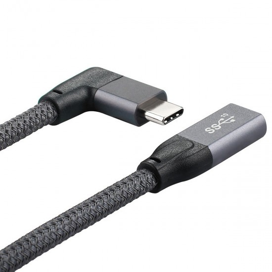 Type C Adapter Data Cable Connector USB3.1 Gen2 Male to Female Elbow Extension Cable 100W