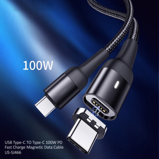 100W 5A Magnetic USB-C to USB-C PD Cable Quick Charge Type-C Charging Data Cable Sync Cord For Smart Phones Tablets Laptops For Samsung Galaxy S20 For iPad Pro 2020 MacBook Pro 2020 For Nintendo Switch Huawei