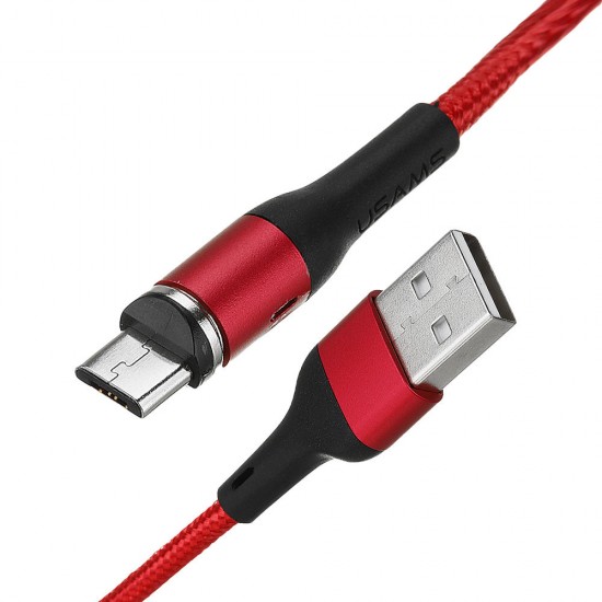 US-SJ335 U29 Micro USB LED Magnetic Braided Fast Charging Cable 1M For Tablet Smartphone