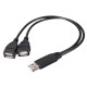 USB 2.0 A Male To 2 Dual USB Female Jack Y Splitter Hub Power Cord USB Adapter Cable