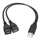 USB 2.0 A Male To 2 Dual USB Female Jack Y Splitter Hub Power Cord USB Adapter Cable