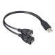 USB 2.0 A Male To 2 Dual USB Female Jack Y Splitter Hub Power Cord USB Adapter Cable