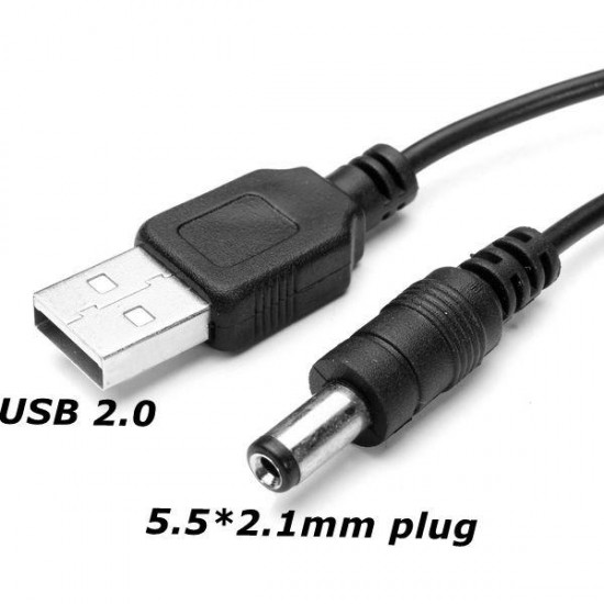 USB 2.0 Male To DC 5.5*2.1mm Plug Adapter Power Cable Connector Jack