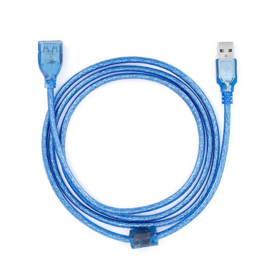 USB Male to Female Data Cable Transparent Blue High Speed USB 2.0 Extension Cable USB Extension Cord with Shielded Magnetic Ring