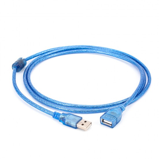 USB Male to Female Data Cable Transparent Blue High Speed USB 2.0 Extension Cable USB Extension Cord with Shielded Magnetic Ring