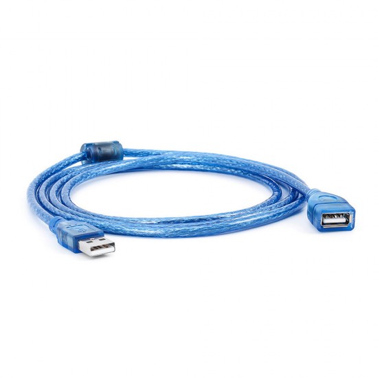 USB Male to Female Data Cable Transparent Blue High Speed USB 2.0 Extension Cable USB Extension Cord with Shielded Magnetic Ring