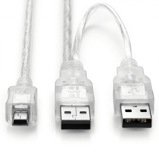USB2.0 Mobile Hard Disk Data Cable 2USB A Male to Mini5P 0.8m Connector USB Dual Head Connecting Line UHC-2018