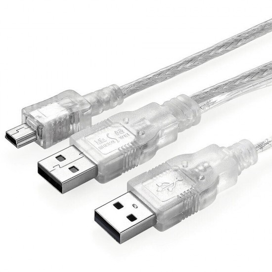 USB2.0 Mobile Hard Disk Data Cable 2USB A Male to Mini5P 0.8m Connector USB Dual Head Connecting Line UHC-2018