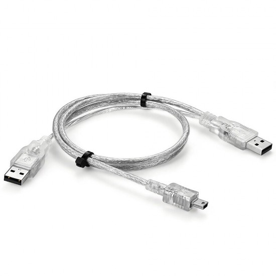 USB2.0 Mobile Hard Disk Data Cable 2USB A Male to Mini5P 0.8m Connector USB Dual Head Connecting Line UHC-2018