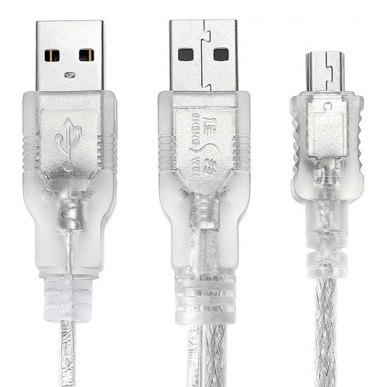 USB2.0 Mobile Hard Disk Data Cable 2USB A Male to Mini5P 0.8m Connector USB Dual Head Connecting Line UHC-2018