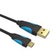 VAS-A04 Micro USB2.0 Cable Data Sync Charger Cable Black/Ice Blue 1M