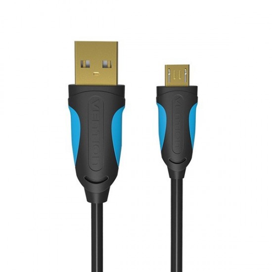 VAS-A04 Micro USB2.0 Cable Data Sync Charger Cable Black/Ice Blue 1M