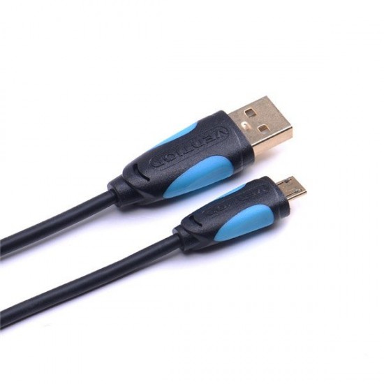 VAS-A04 Micro USB2.0 Cable Data Sync Charger Cable Black/Ice Blue 1M