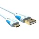 VAS-A04 Micro USB2.0 Cable Data Sync Charger Cable Black/Ice Blue 1M