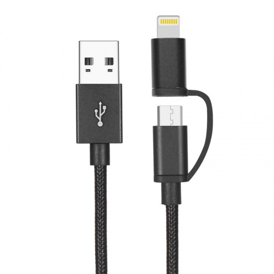 XM2001 2 in 1 Micro USB + Lightning for Data Cable for iPhone S8 Plus X