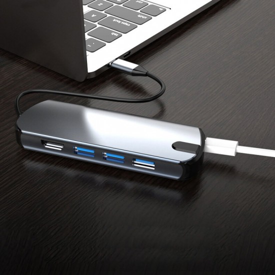1905 5-in-1 USB-C Data USB Hub with 5-Port USB 3.0 HDMI Reader USB-C PD Charging 4K Display for MacBooks Notebooks Phone 1905 5-in-1 USB-C Data USB Hub with 5-Port USB 3.0 HDMI Reader USB-C PD Charging 4K Display for MacBooks Notebooks Phone