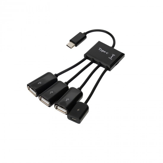 4 in 1 USB Hubs H83 OTG Micro Type-c to USB 2.0 x 3 TF Card Reader