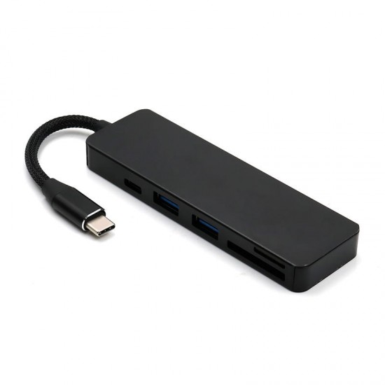 5-in-1 Type-C to 2-Port USB 3.0 Type-C PD Charge Hub SD TF Card Reader Support OTG Function 5-in-1 Type-C to 2-Port USB 3.0 Type-C PD Charge Hub SD TF Card Reader Support OTG Function
