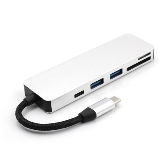 5-in-1 Type-C to 2-Port USB 3.0 Type-C PD Charge Hub SD TF Card Reader Support OTG Function 5-in-1 Type-C to 2-Port USB 3.0 Type-C PD Charge Hub SD TF Card Reader Support OTG Function