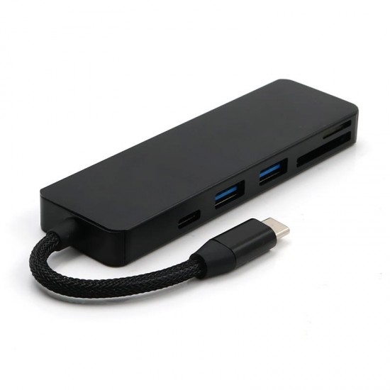 5-in-1 Type-C to 2-Port USB 3.0 Type-C PD Charge Hub SD TF Card Reader Support OTG Function 5-in-1 Type-C to 2-Port USB 3.0 Type-C PD Charge Hub SD TF Card Reader Support OTG Function