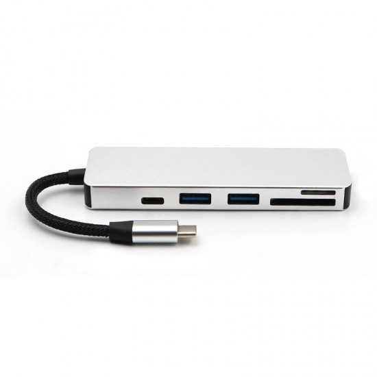 5-in-1 Type-C to 2-Port USB 3.0 Type-C PD Charge Hub SD TF Card Reader Support OTG Function 5-in-1 Type-C to 2-Port USB 3.0 Type-C PD Charge Hub SD TF Card Reader Support OTG Function