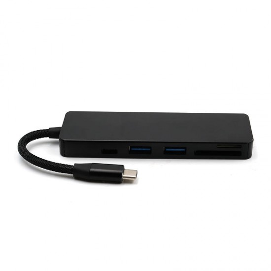 5-in-1 Type-C to 2-Port USB 3.0 Type-C PD Charge Hub SD TF Card Reader Support OTG Function 5-in-1 Type-C to 2-Port USB 3.0 Type-C PD Charge Hub SD TF Card Reader Support OTG Function