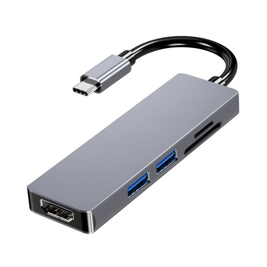 5 in 1 USB Type C Data HUB Adapter with 2*USB 3.0 4K HD TF/SD Card Reader for Tablet Laptop