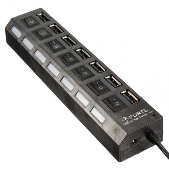 7 Port High Speed USB 2.0 Hub Power Adapter ON/OFF for Switch for MAC PC Laptop 7 Port High Speed USB 2.0 Hub Power Adapter ON/OFF for Switch for MAC PC Laptop