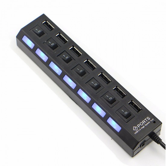7 Port High Speed USB 2.0 Hub Power Adapter ON/OFF for Switch for MAC PC Laptop 7 Port High Speed USB 2.0 Hub Power Adapter ON/OFF for Switch for MAC PC Laptop