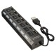 7 Port High Speed USB 2.0 Hub Power Adapter ON/OFF for Switch for MAC PC Laptop