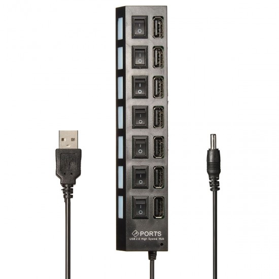 7 Port High Speed USB 2.0 Hub Power Adapter ON/OFF for Switch for MAC PC Laptop 7 Port High Speed USB 2.0 Hub Power Adapter ON/OFF for Switch for MAC PC Laptop