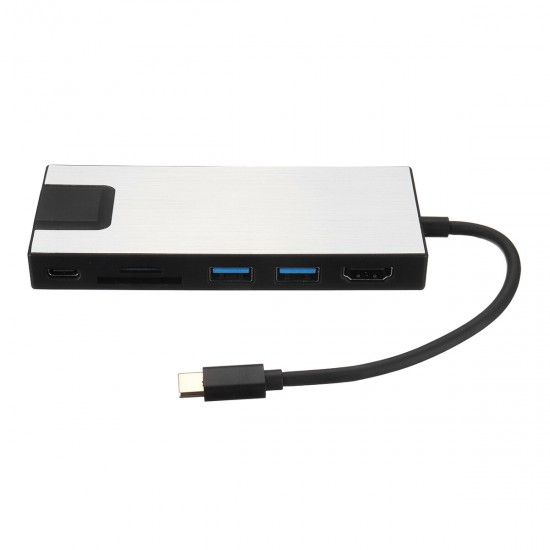 7-in-1 USB-C Hub Type-C to USB3.0 Adapter 4K HD VGA Gigabit Ethernet Converter PD Fast Charging SD/TF Card Reader Multi-functional Docking Station 7-in-1 USB-C Hub Type-C to USB3.0 Adapter 4K HD VGA Gigabit Ethernet Converter PD Fast Charging SD/TF Card Reader Multi-functional Docking Station