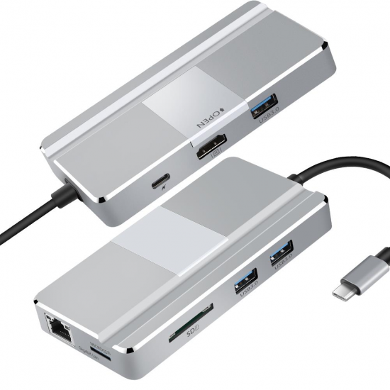 8-in-1 Type-C to USB 3.0 PD 3.0 Charge 4K Video Display Gigabit RJ45 SD TF Hub with Phone Support 8-in-1 Type-C to USB 3.0 PD 3.0 Charge 4K Video Display Gigabit RJ45 SD TF Hub with Phone Support