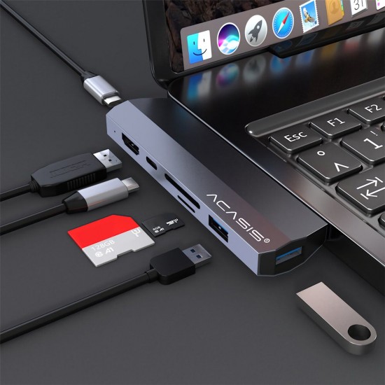 CM011S USB-C Hub 7-in-1 Type-C to HD 4K 2*USB 3.0 Ports SD TF Card Reader PD Charging Adapter Dock Station for MacBook/MI laptops/Lenovo X1/HUAWEI MateBook/Mate 10 CM011S USB-C Hub 7-in-1 Type-C to HD 4K 2*USB 3.0 Ports SD TF Card Reader PD Charging Adapter Dock Station for MacBook/MI laptops/Lenovo X1/HUAWEI MateBook/Mate 10