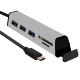 Aluminum Alloy Type-C to 3-Port USB 3.0 Hub TF SD Card Reader with Hidden Phone Support