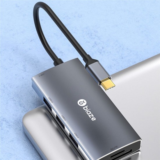 KZ8 6 in 1 Type-C to 3*USB 3.0 87W PD Fast Charging SD TF Card Reader Data Hub Docking Station for Tablet Laptop