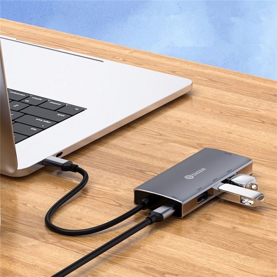 KZ8 6 in 1 Type-C to 3*USB 3.0 87W PD Fast Charging SD TF Card Reader Data Hub Docking Station for Tablet Laptop