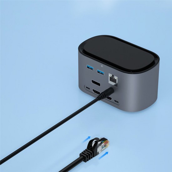 R39 12-in-1 USB-C Hub M.2 SSD Enclosure Support 2TB USB3.0+Gigabit Ethernet+HD+DP+HOST+PD Multi-functional Docking Station R39 12-in-1 USB-C Hub M.2 SSD Enclosure Support 2TB USB3.0+Gigabit Ethernet+HD+DP+HOST+PD Multi-functional Docking Station