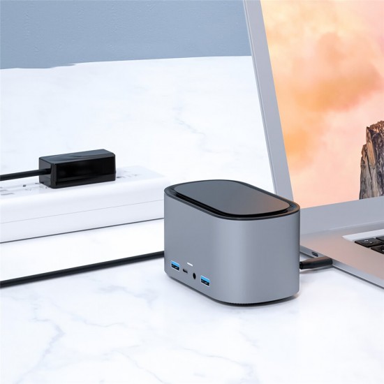 R39 12-in-1 USB-C Hub M.2 SSD Enclosure Support 2TB USB3.0+Gigabit Ethernet+HD+DP+HOST+PD Multi-functional Docking Station